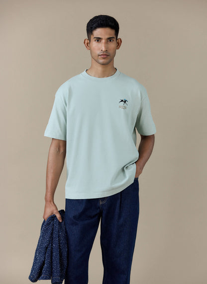 Men's Oversized T Shirt - Fair & Show - Cotton - Sage | Percival New