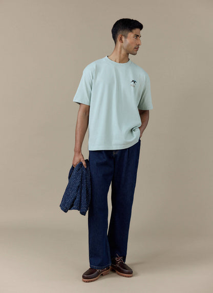 Men's Oversized T Shirt - Fair & Show - Cotton - Sage | Percival New