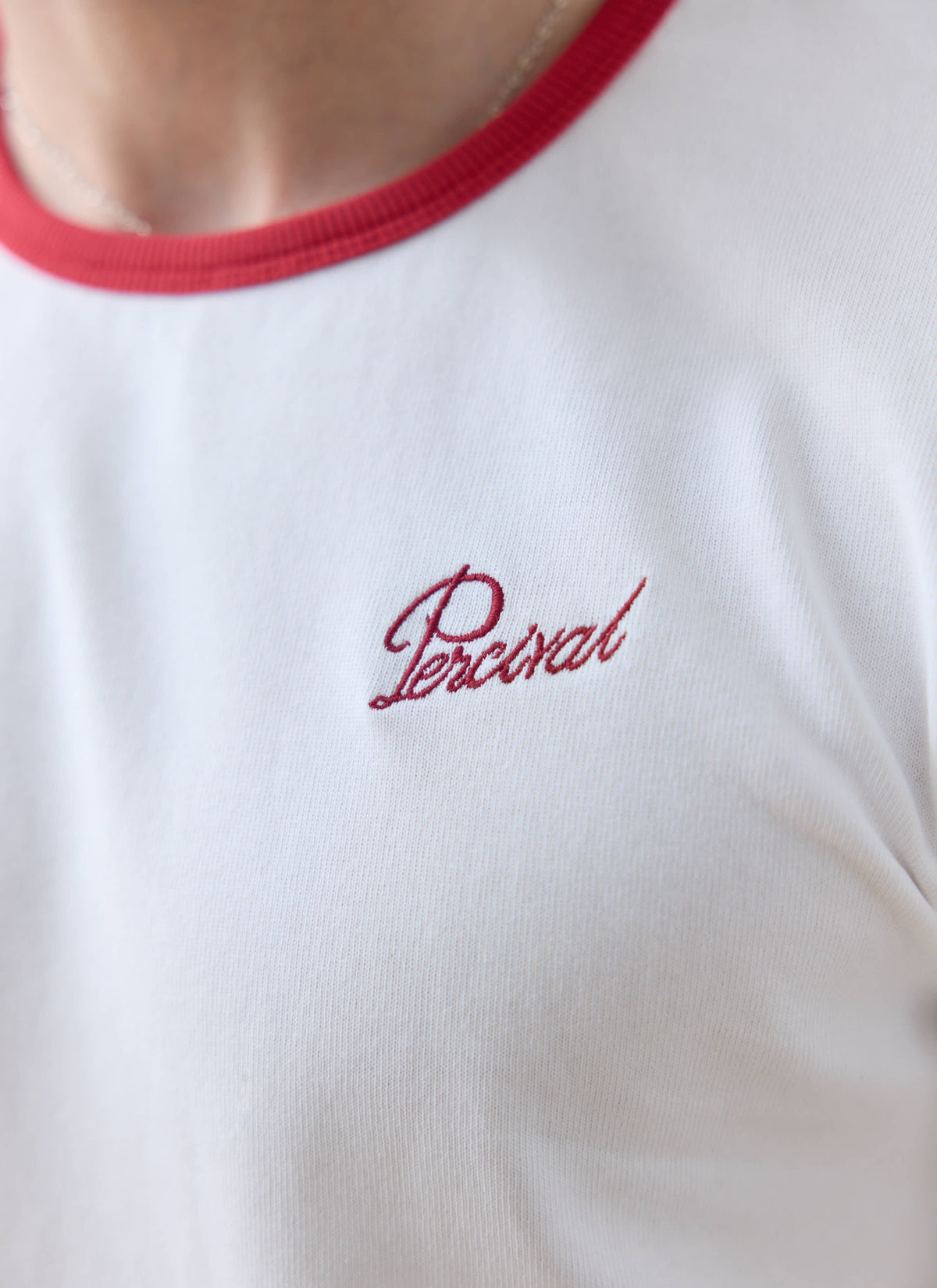 Men's Ringer T Shirt - Slim Fit - Cotton - White & Red | Percival Trusted
