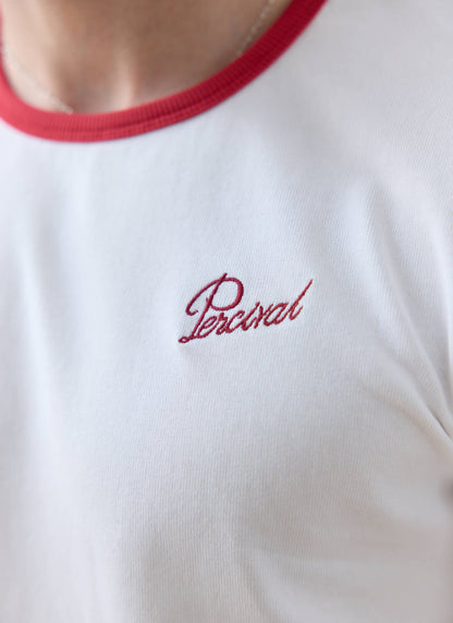 Men's Ringer T Shirt - Slim Fit - Cotton - White & Red | Percival Trusted