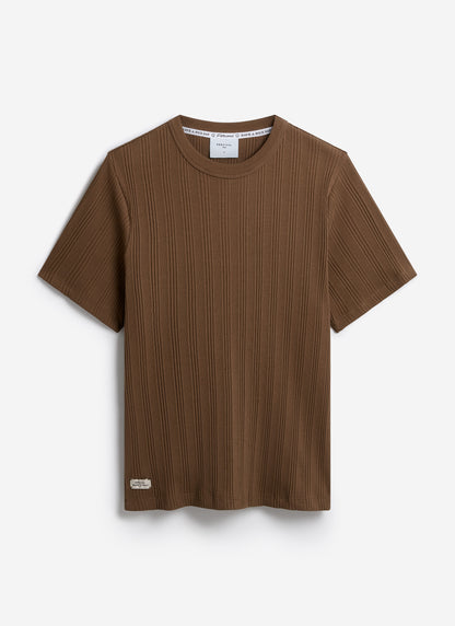 Men's Slim Fit RIbbed T Shirt: Leon - Cotton - Brown | Percival Featured