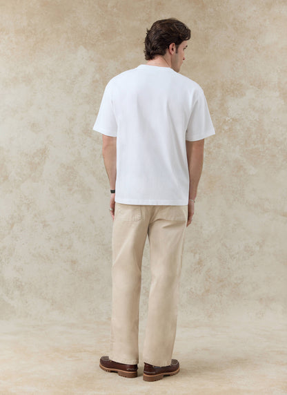 Men's Embroidered White T Shirt - Palmer - Cotton | Percival Everyday