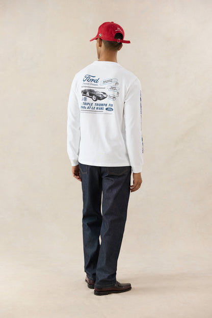 Men's Long Sleeve T Shirt - Organic Cotton - White - Ford x Percival | Percival Trending