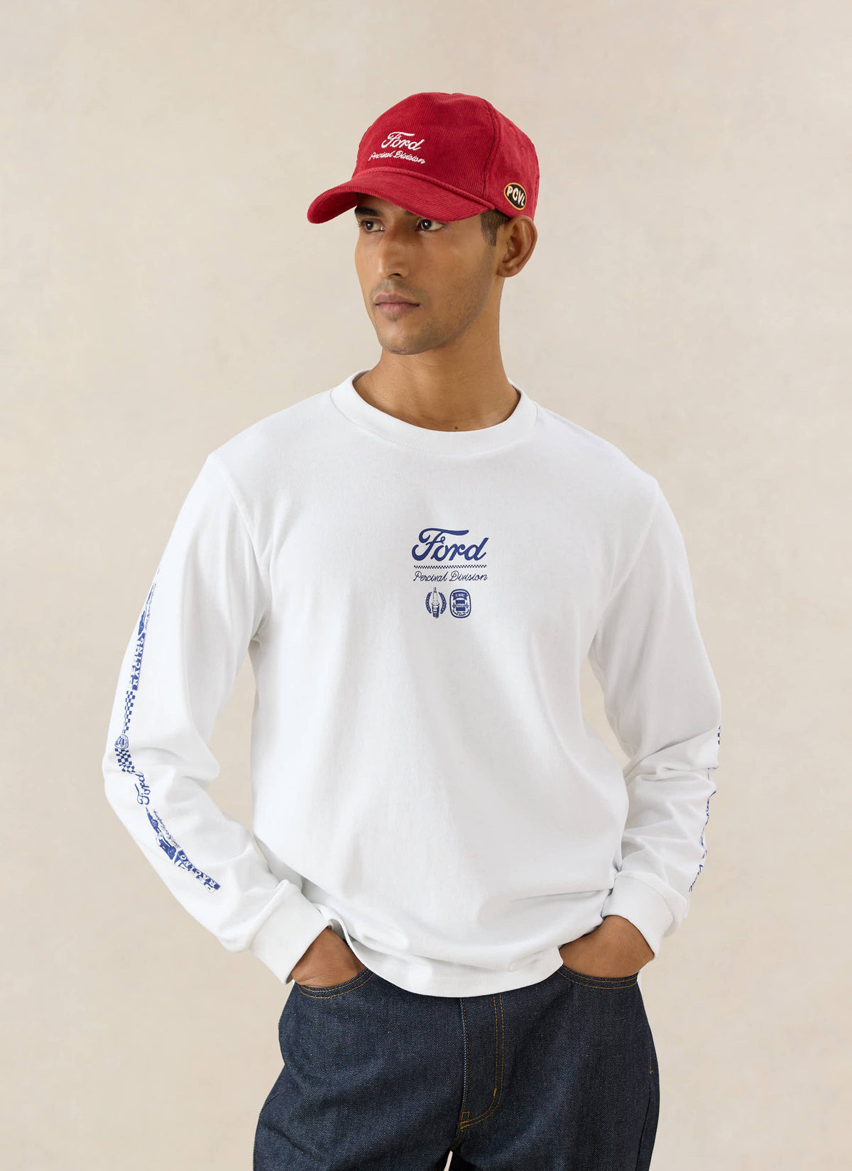 Men's Long Sleeve T Shirt - Organic Cotton - White - Ford x Percival | Percival Trending