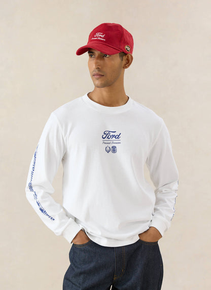 Men's Long Sleeve T Shirt - Organic Cotton - White - Ford x Percival | Percival Trending