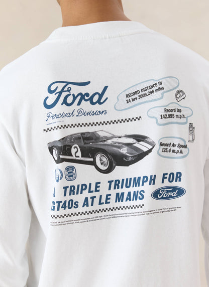 Men's Long Sleeve T Shirt - Organic Cotton - White - Ford x Percival | Percival Trending