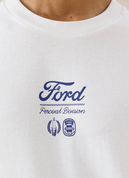 Men's Long Sleeve T Shirt - Organic Cotton - White - Ford x Percival | Percival Trending