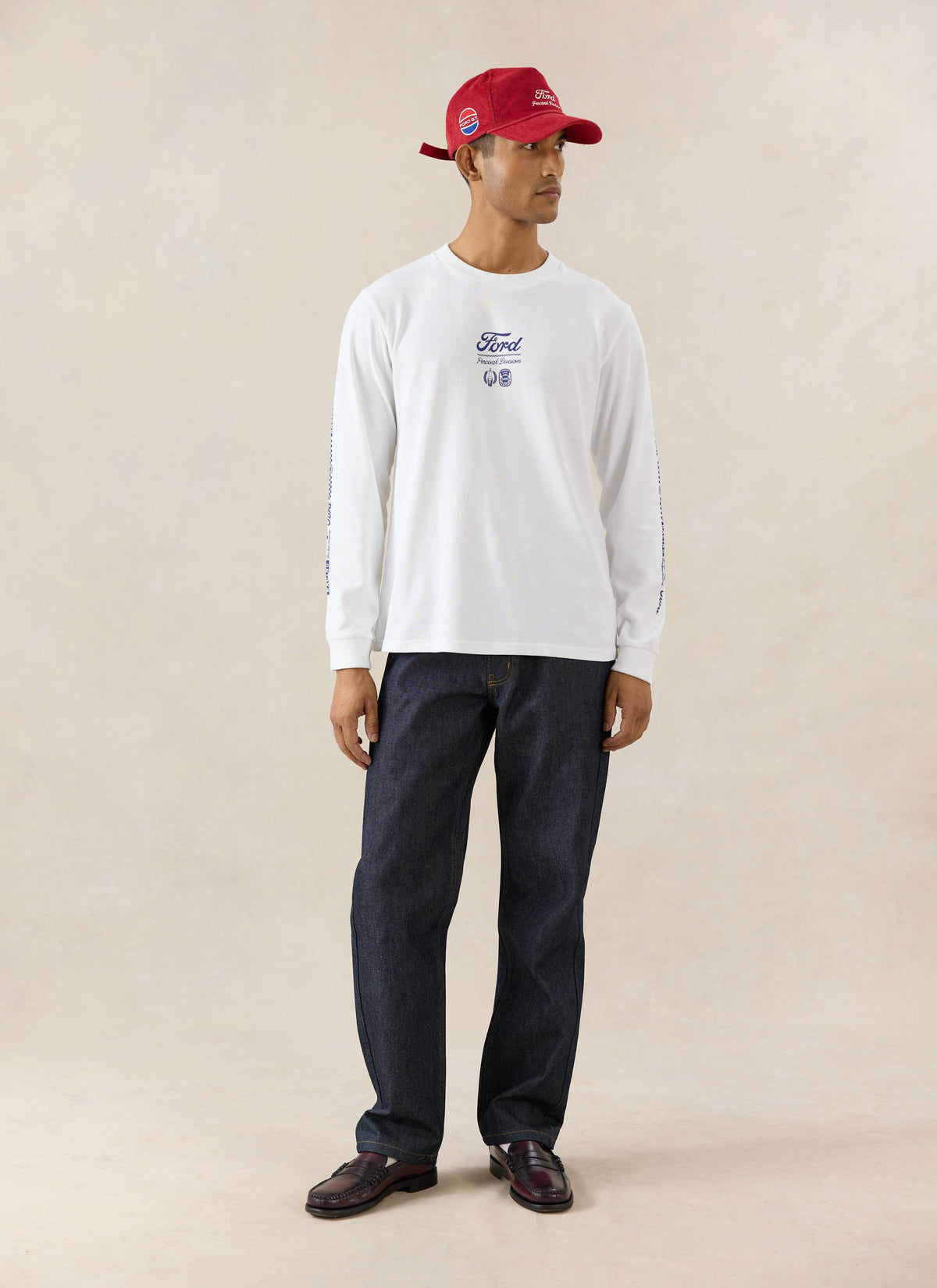 Men's Long Sleeve T Shirt - Organic Cotton - White - Ford x Percival | Percival Trending