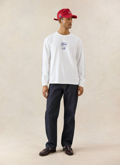 Men's Long Sleeve T Shirt - Organic Cotton - White - Ford x Percival | Percival Trending