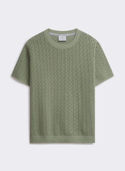 Men's Knitted T Shirt - Siena - Cotton - Pistachio Green | Percival Discount