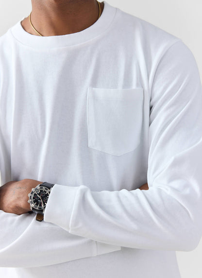 Long Sleeve Crew Neck T Shirt - Cotton - White | Percival Sale