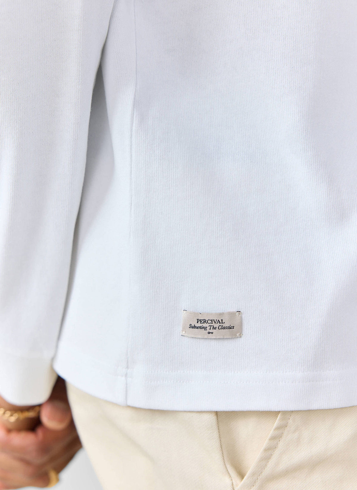 Long Sleeve Crew Neck T Shirt - Cotton - White | Percival Sale