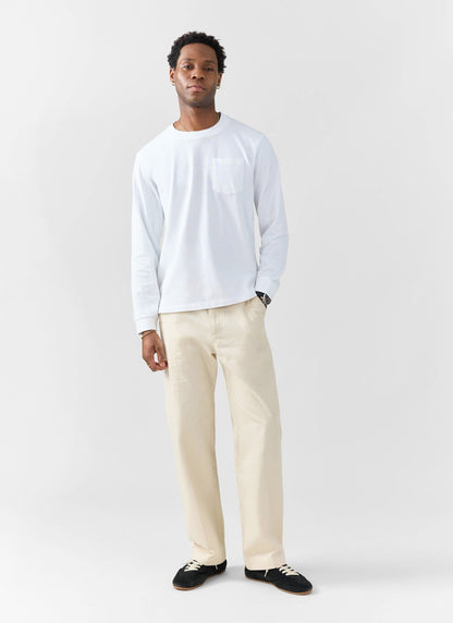 Long Sleeve Crew Neck T Shirt - Cotton - White | Percival Sale