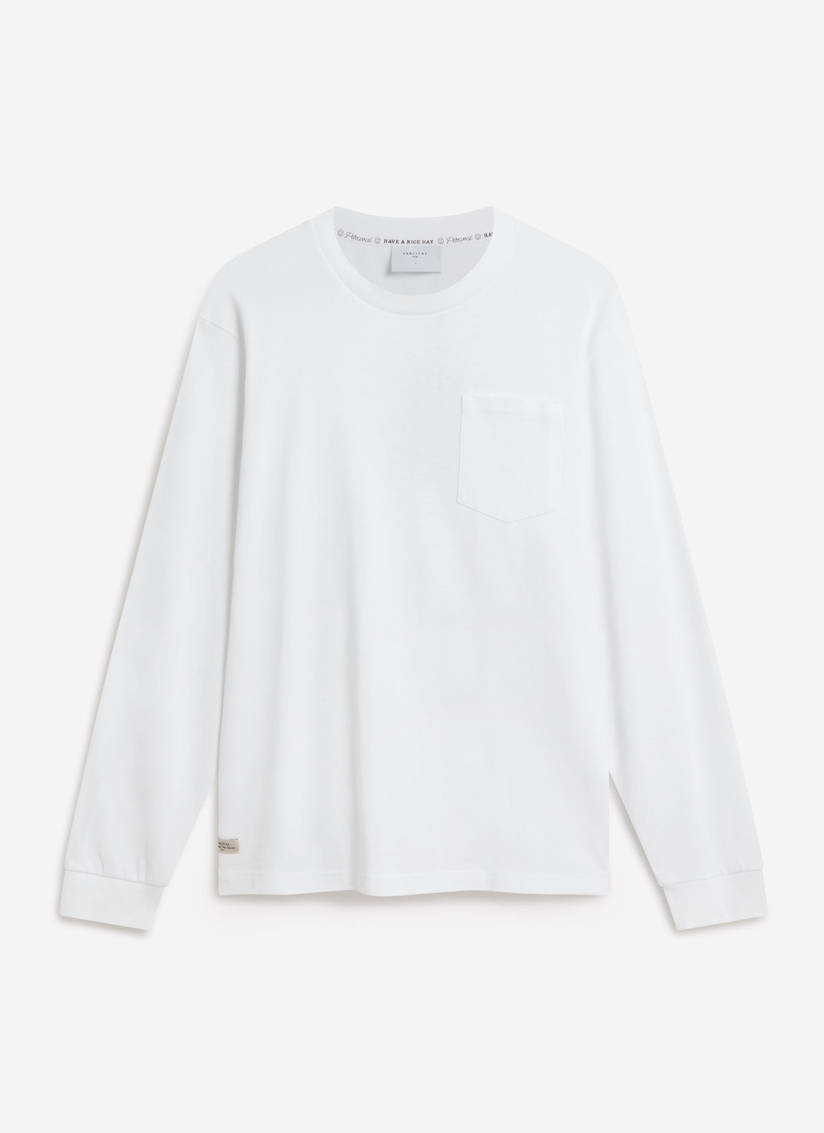 Long Sleeve Crew Neck T Shirt - Cotton - White | Percival Sale