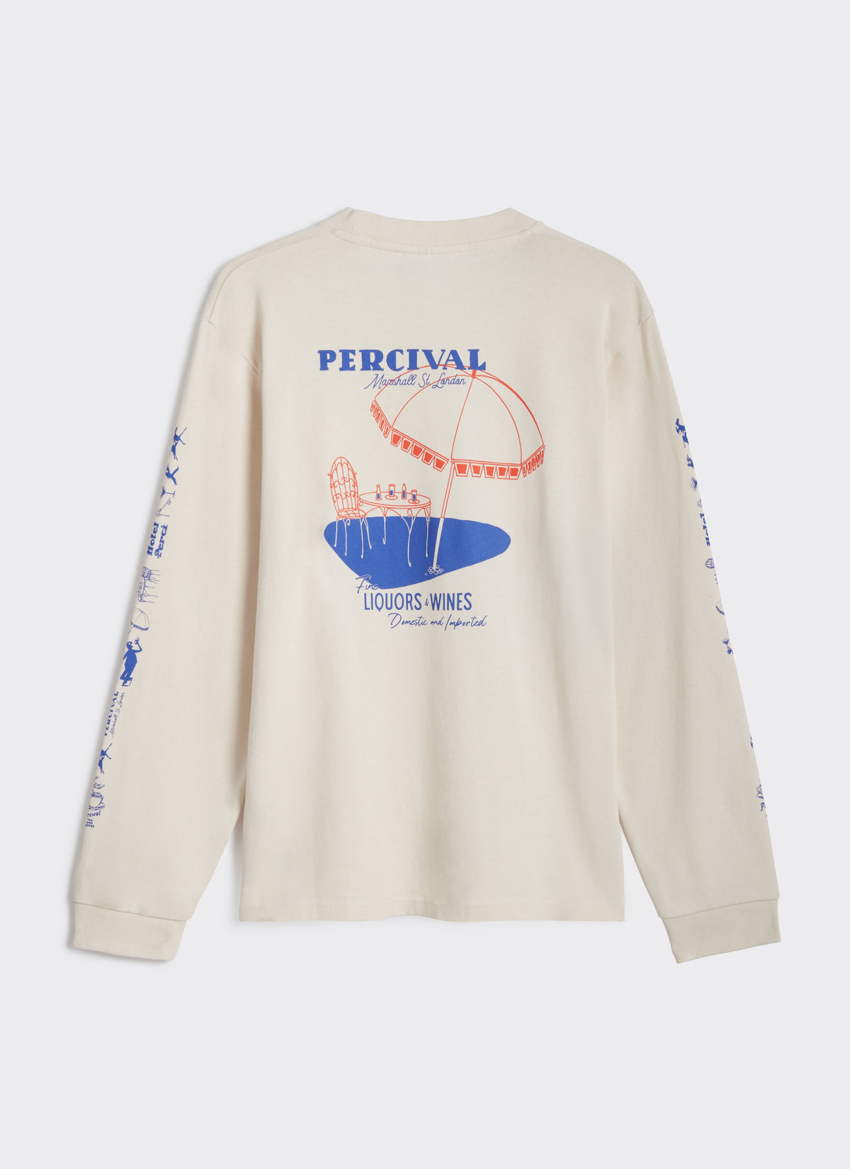 Men's Long Sleeve T Shirt - Fine Wines - Cotton - Cream | Percival Latest