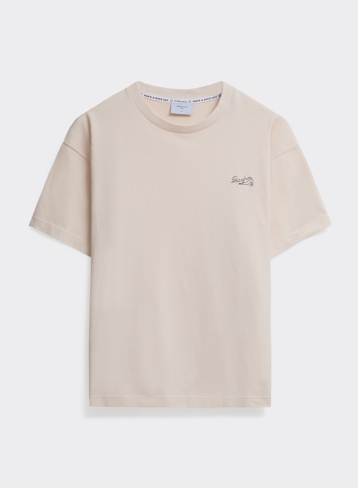 Men's Embroidered Cream T-Shirt - Clarke - Cotton | Percival Value