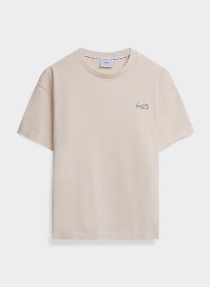 Men's Embroidered Cream T-Shirt - Clarke - Cotton | Percival Value