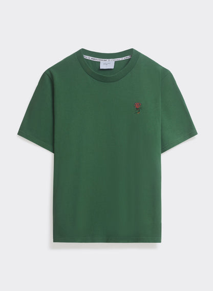Men's Embroidered T Shirt - Davies - Cotton - Forest Green | Percival Special Offer
