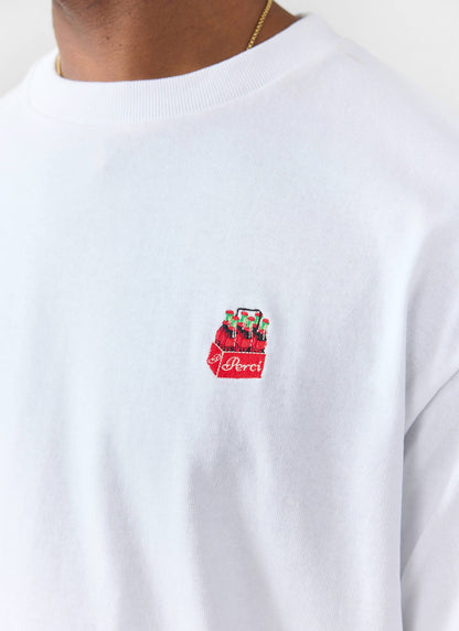 Soda Bottles Oversized Embroidered T Shirt - Organic Cotton - White | Percival Popular