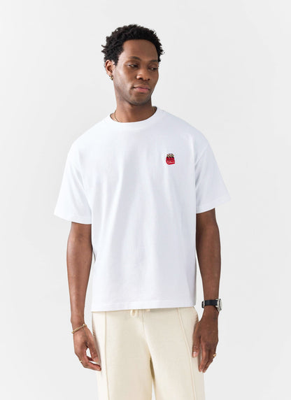 Soda Bottles Oversized Embroidered T Shirt - Organic Cotton - White | Percival Popular