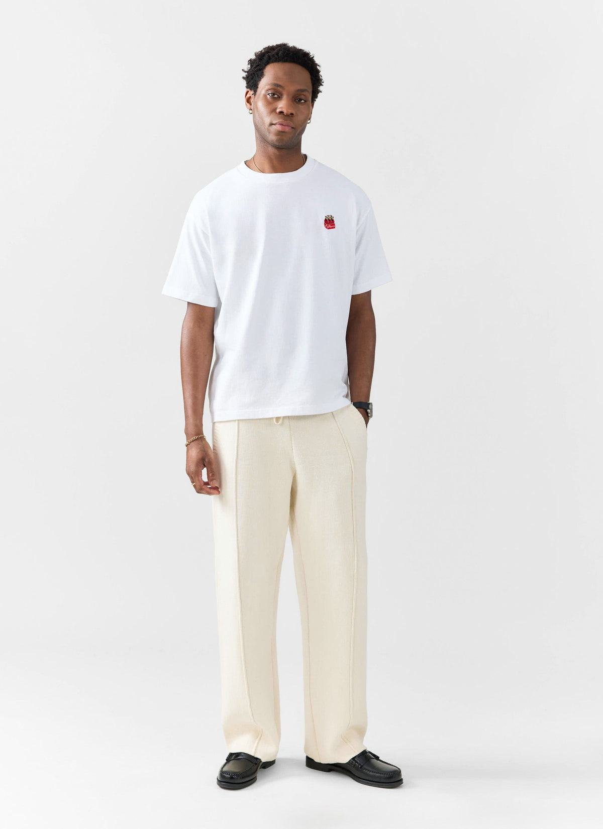 Soda Bottles Oversized Embroidered T Shirt - Organic Cotton - White | Percival Popular