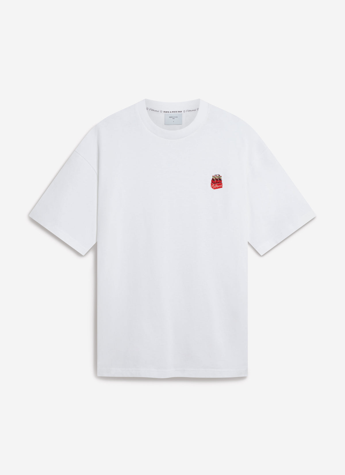 Soda Bottles Oversized Embroidered T Shirt - Organic Cotton - White | Percival Popular
