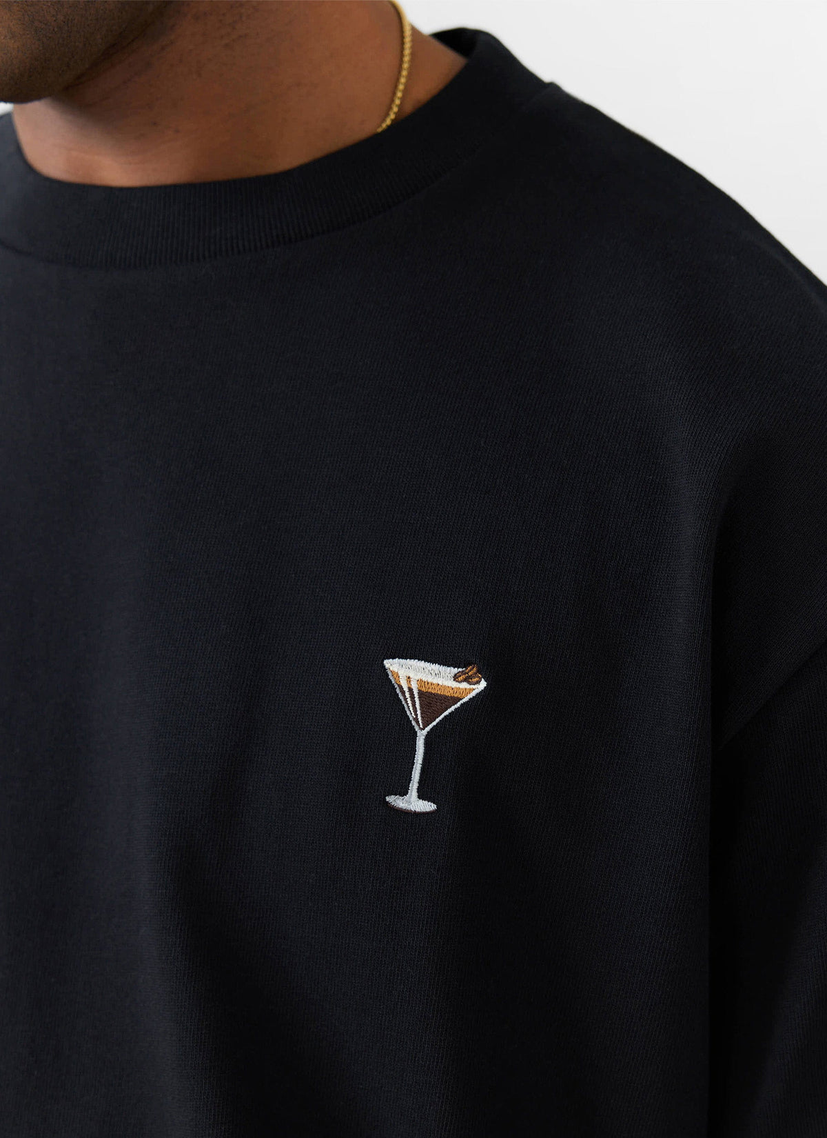Espresso Martini Oversized Embroidered T Shirt - Organic Cotton - Blac | Percival Best Seller