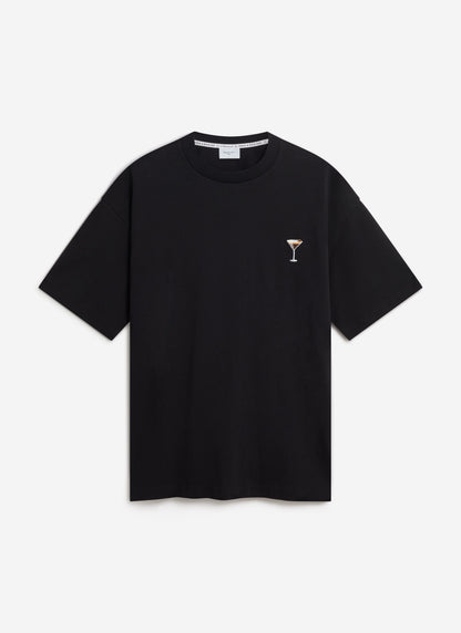Espresso Martini Oversized Embroidered T Shirt - Organic Cotton - Blac | Percival Best Seller