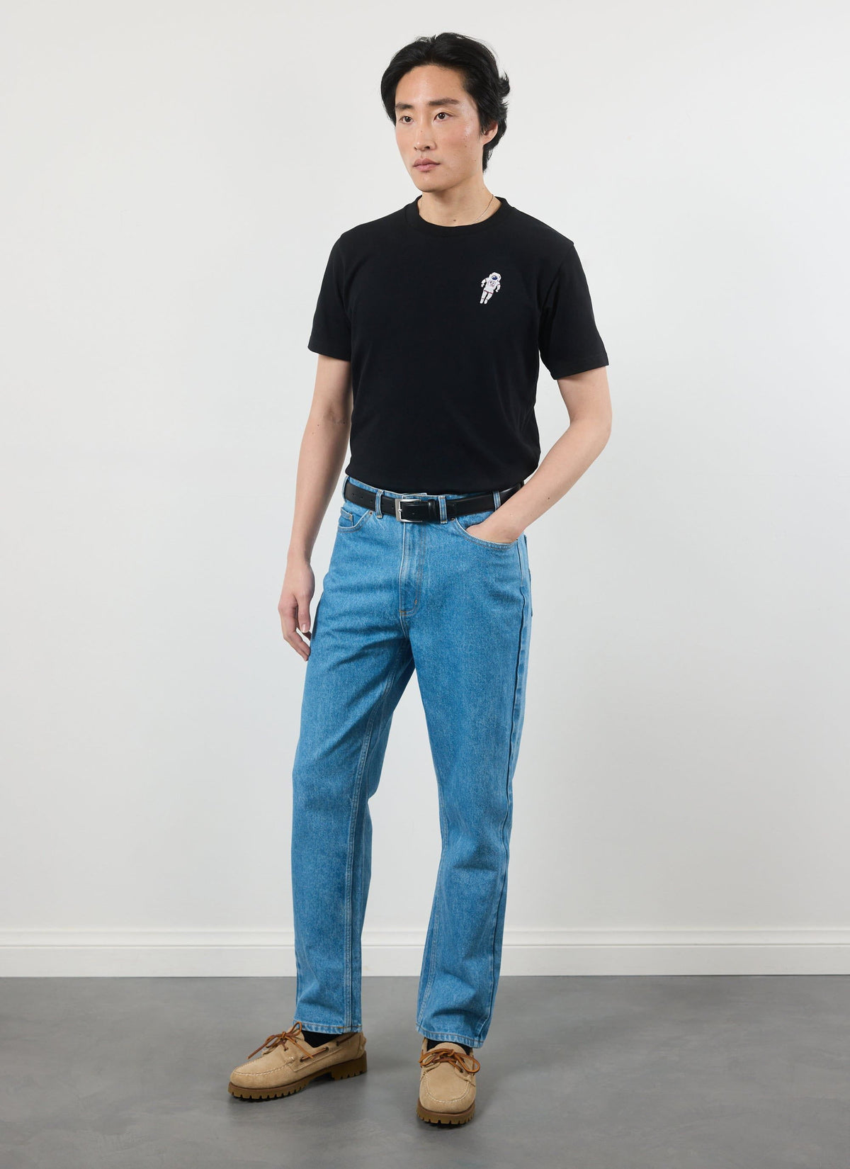 Men's Embroidered T Shirt: Negroni - Heavyweight Cotton - Black | Percival Discount