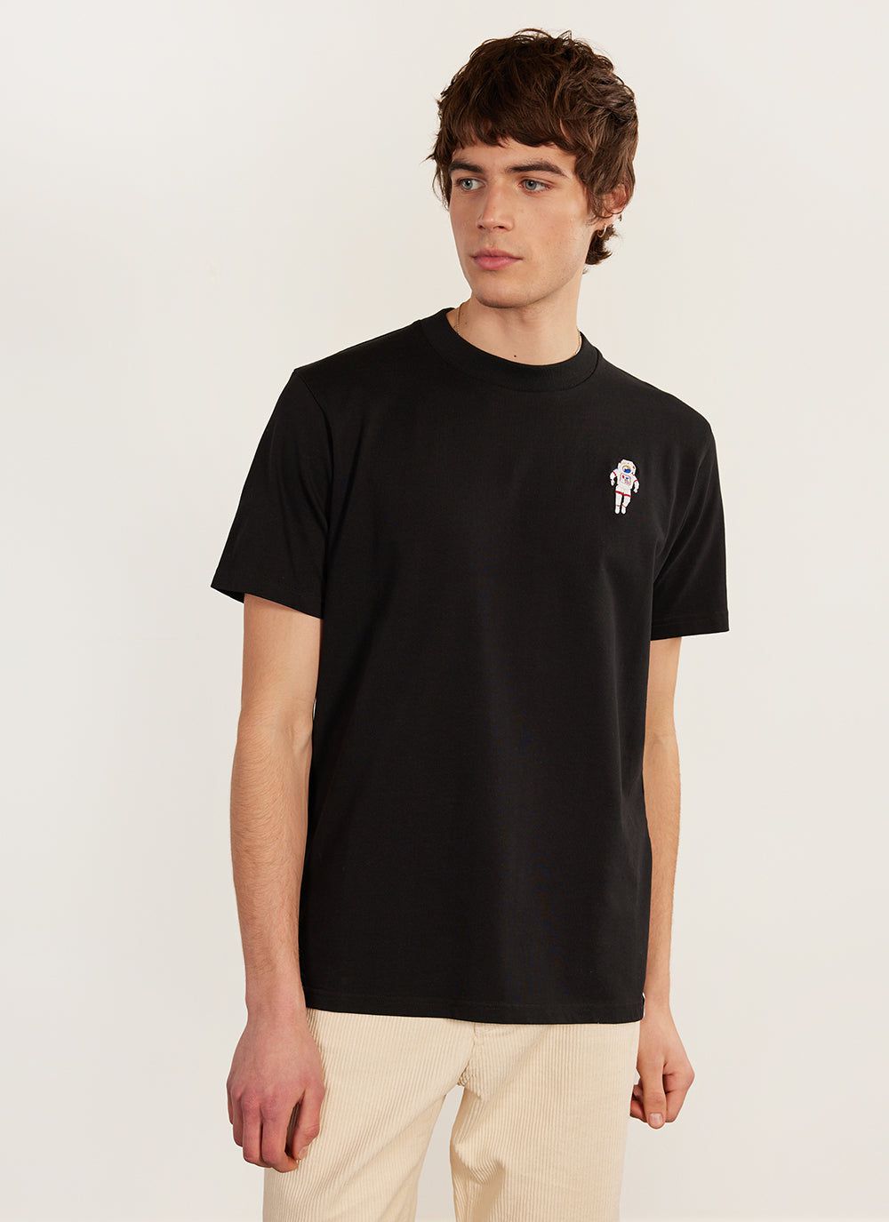 Men's Embroidered T Shirt: Negroni - Heavyweight Cotton - Black | Percival Discount