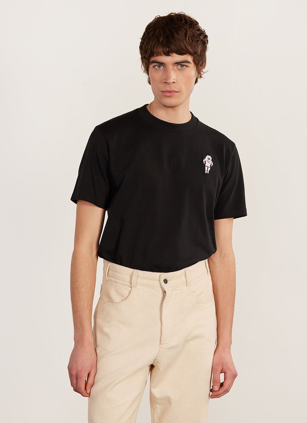 Men's Embroidered T Shirt: Negroni - Heavyweight Cotton - Black | Percival Discount