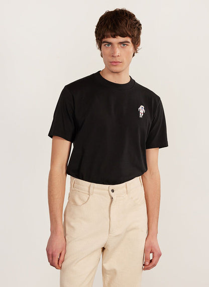 Men's Embroidered T Shirt: Negroni - Heavyweight Cotton - Black | Percival Discount