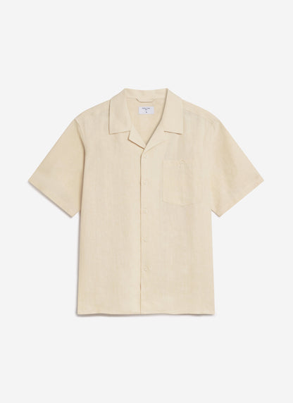 Men's Short Sleeve Cuban Shirt - Linen - Natural White | Percival Best Seller