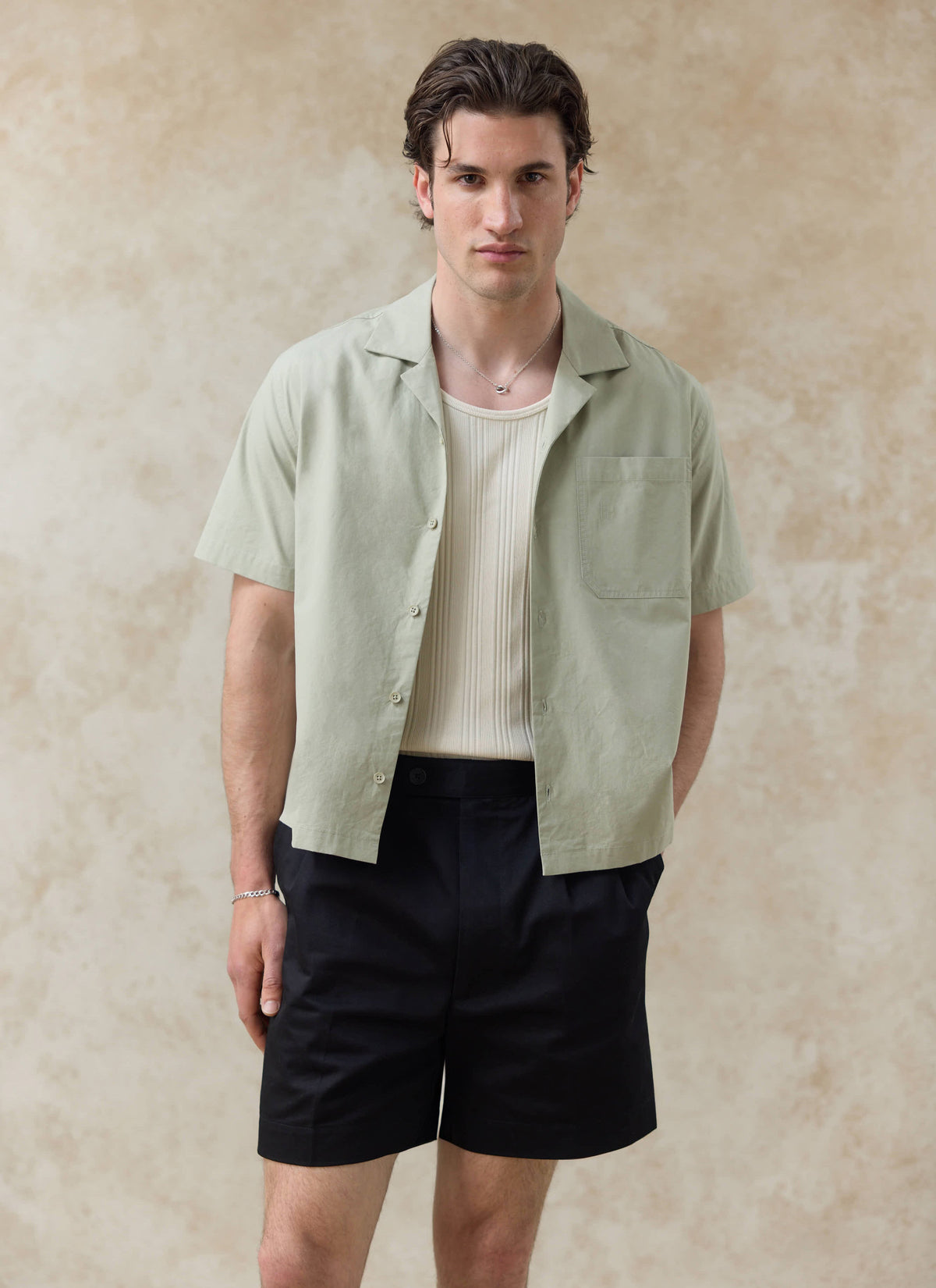 Men's Pistachio Cuban Collar Shirt - Daniel - Cotton | Percival Classic