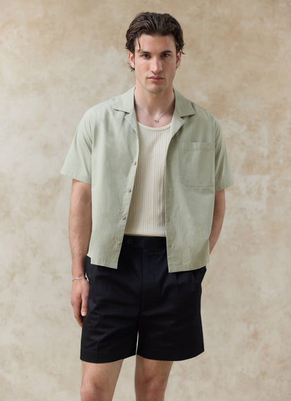 Men's Pistachio Cuban Collar Shirt - Daniel - Cotton | Percival Classic