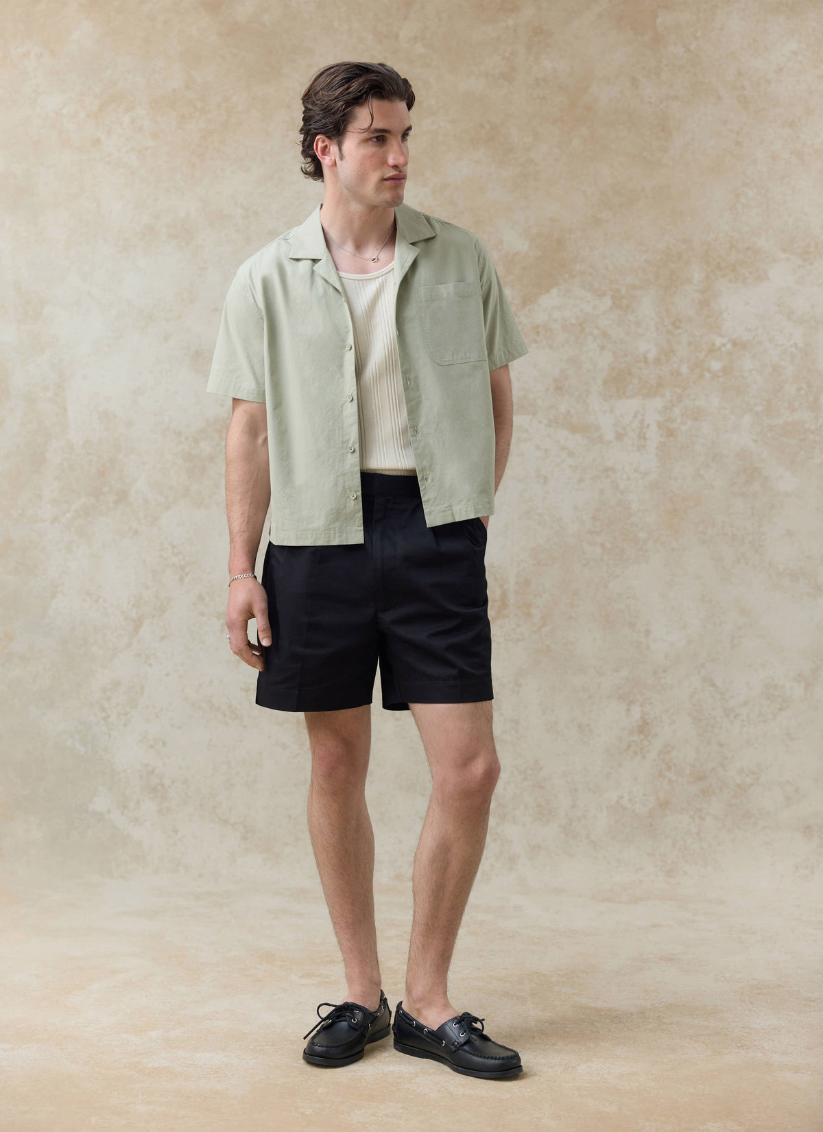 Men's Pistachio Cuban Collar Shirt - Daniel - Cotton | Percival Classic