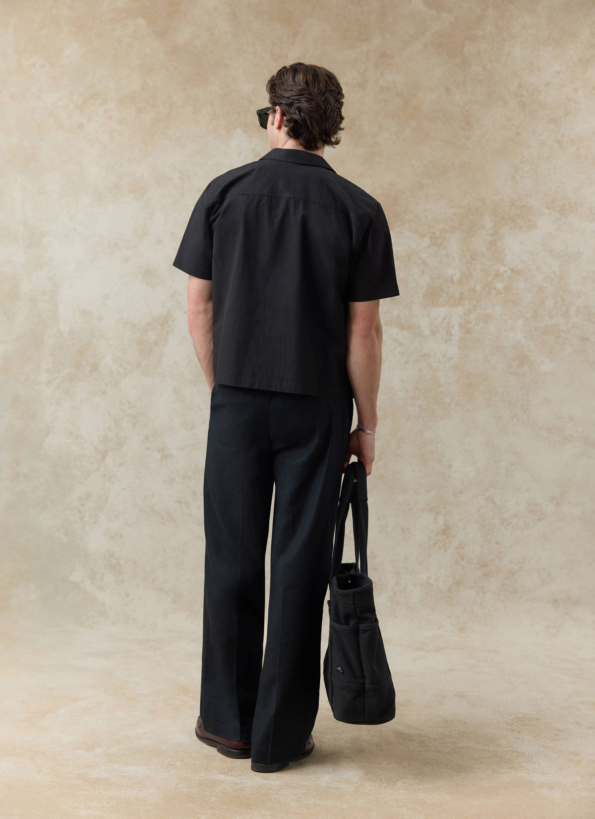 Men's Black Cuban Collar Shirt - Daniel - Cotton | Percival Great Value