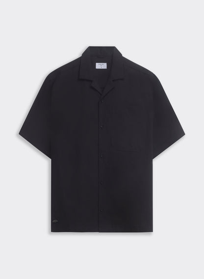 Men's Black Cuban Collar Shirt - Daniel - Cotton | Percival Great Value
