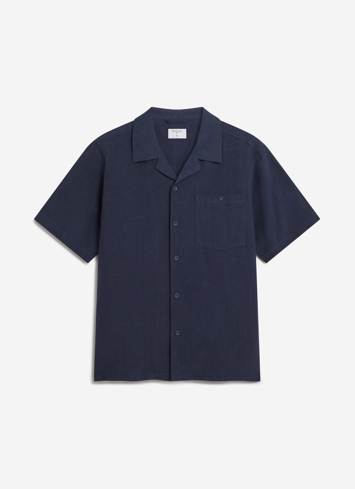 Men's Short Sleeve Cuban Shirt - 100% Linen - Navy Blue | Percival Top Pick