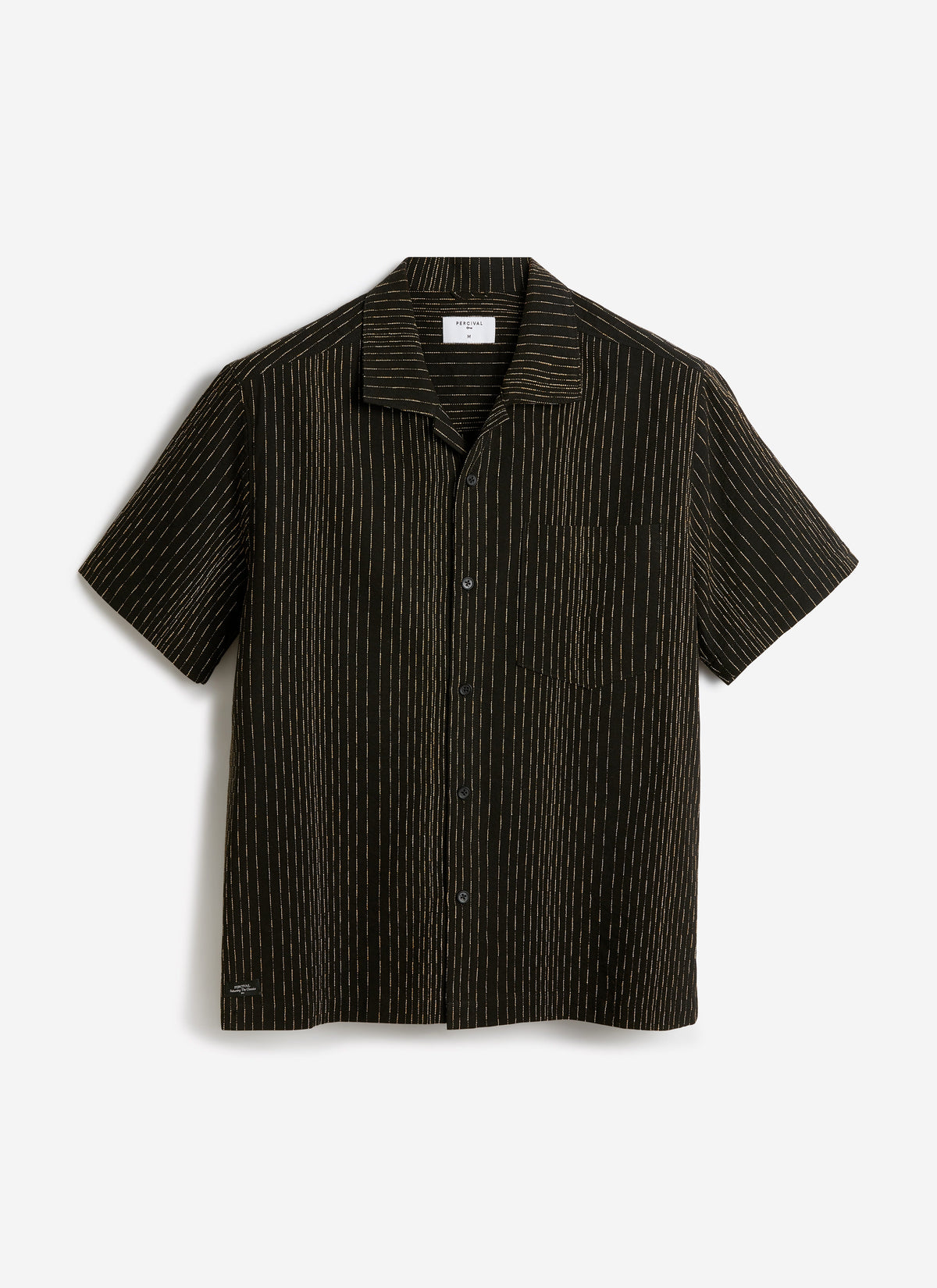 Men's Cuban Collar Shirt: Leland - Black - Cotton | Percival Essential