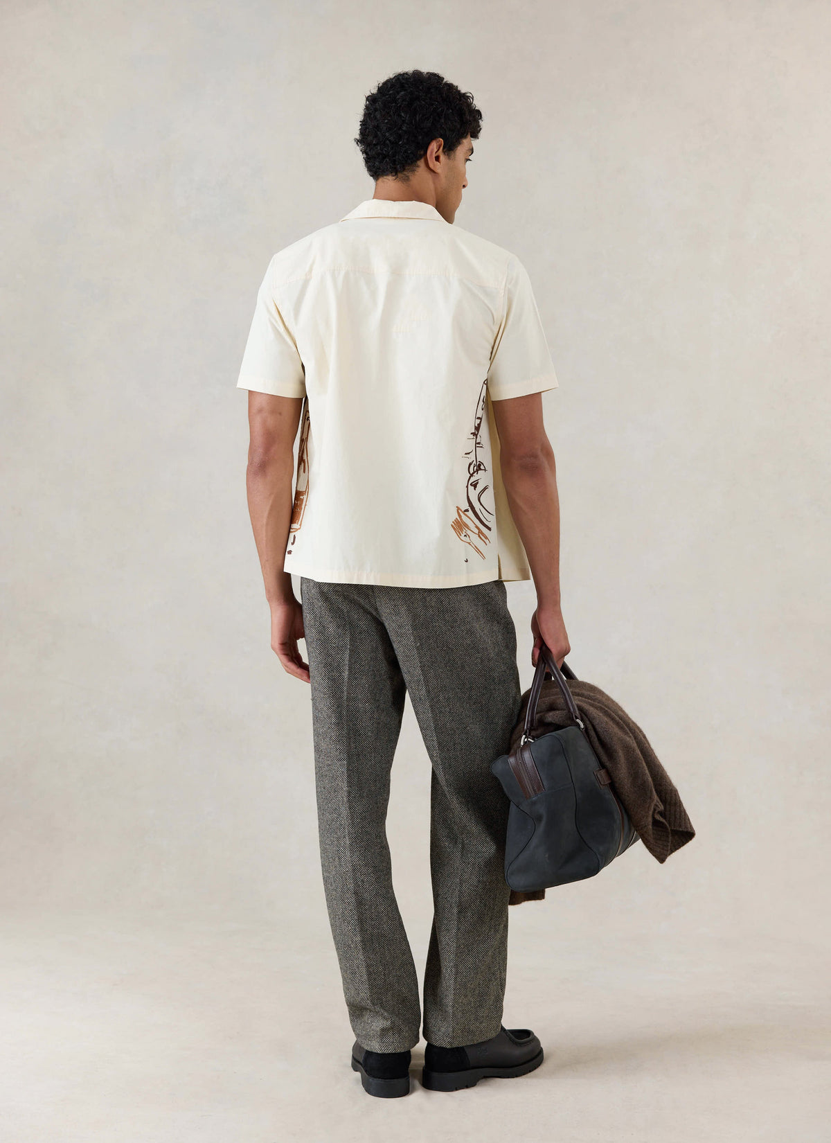 Men's Cream Embroidered Cuban Shirt - Cotton - Percival | Percival Featured