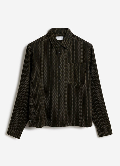 Men's Long Sleeve Boxy Shirt - Leland - Cotton - Black | Percival Smart Buy