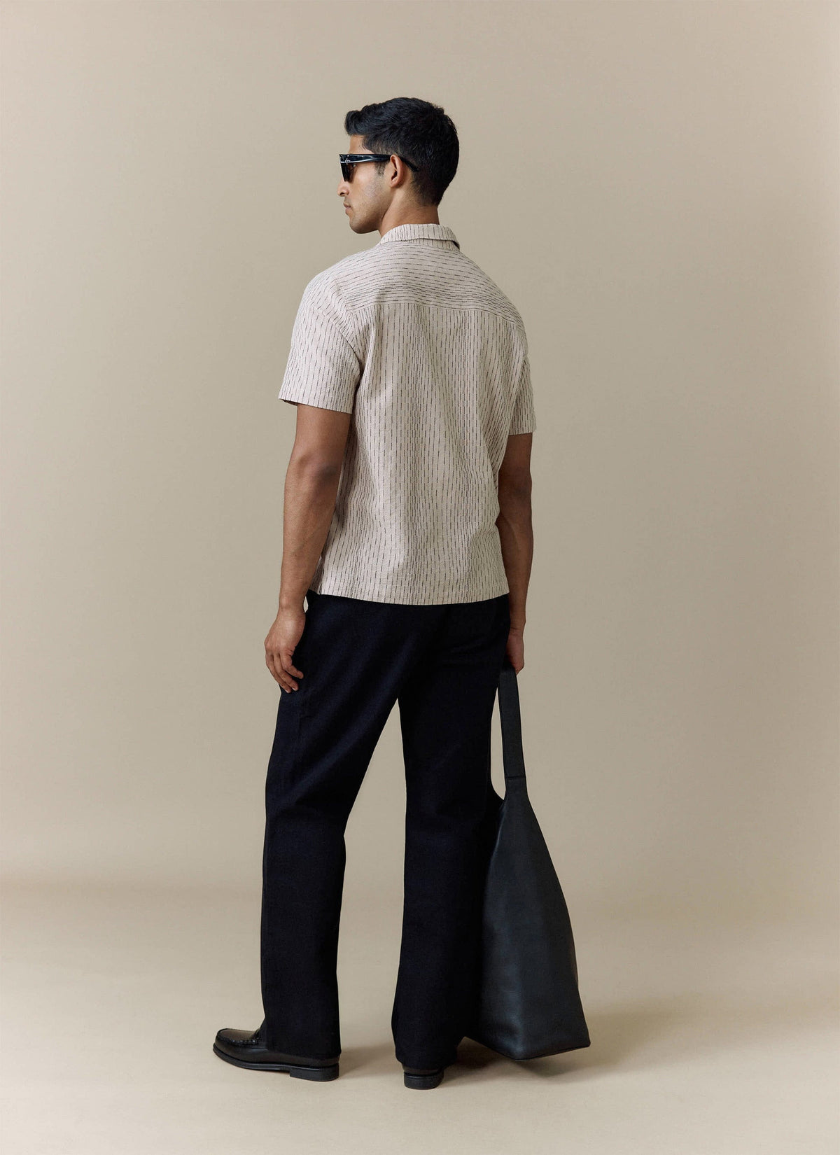 Men's Cuban Collar Shirt: Leland - Cream - Cotton | Percival Hot Sale