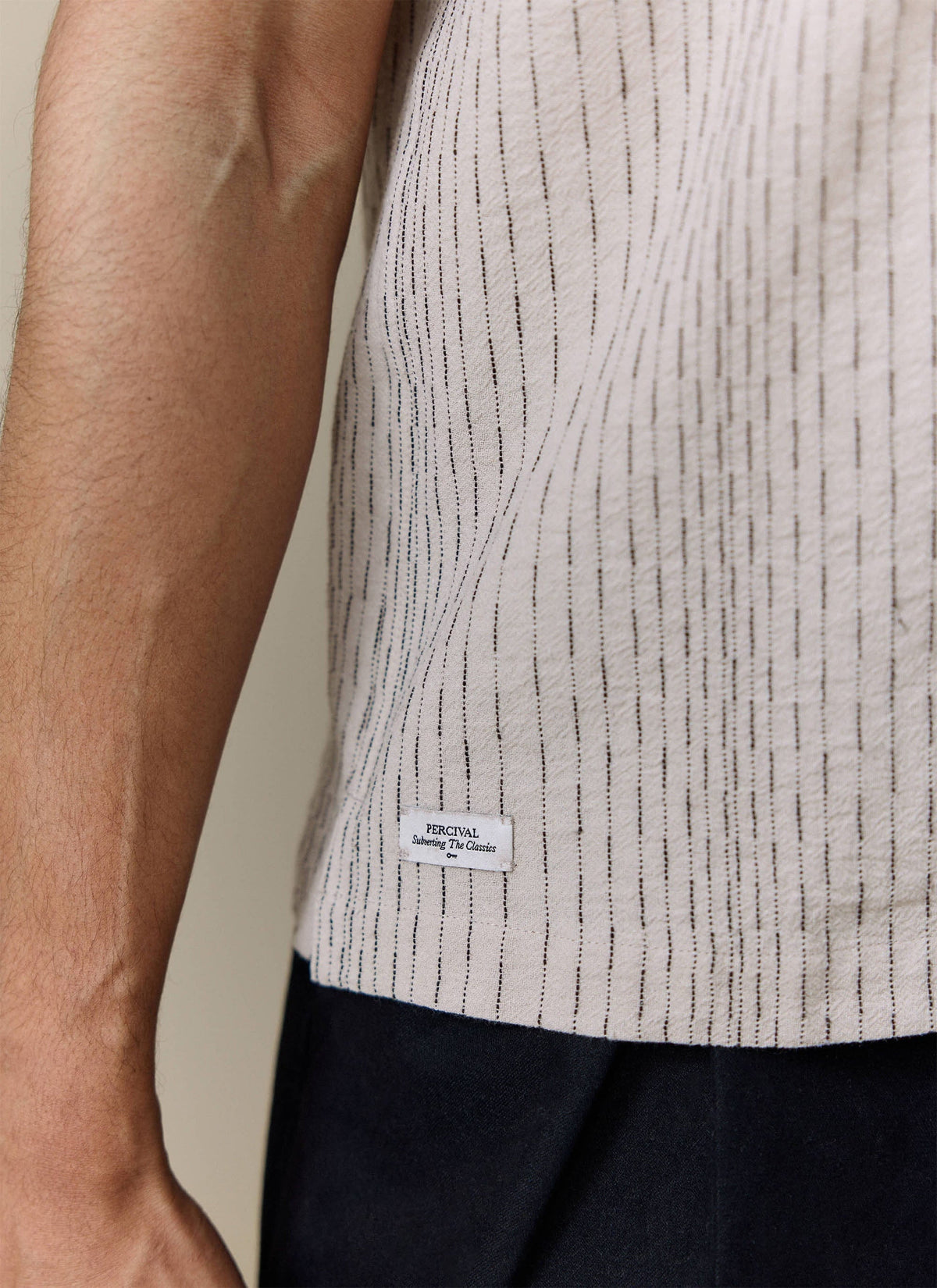 Men's Cuban Collar Shirt: Leland - Cream - Cotton | Percival Hot Sale