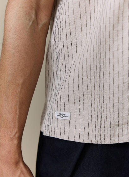 Men's Cuban Collar Shirt: Leland - Cream - Cotton | Percival Hot Sale