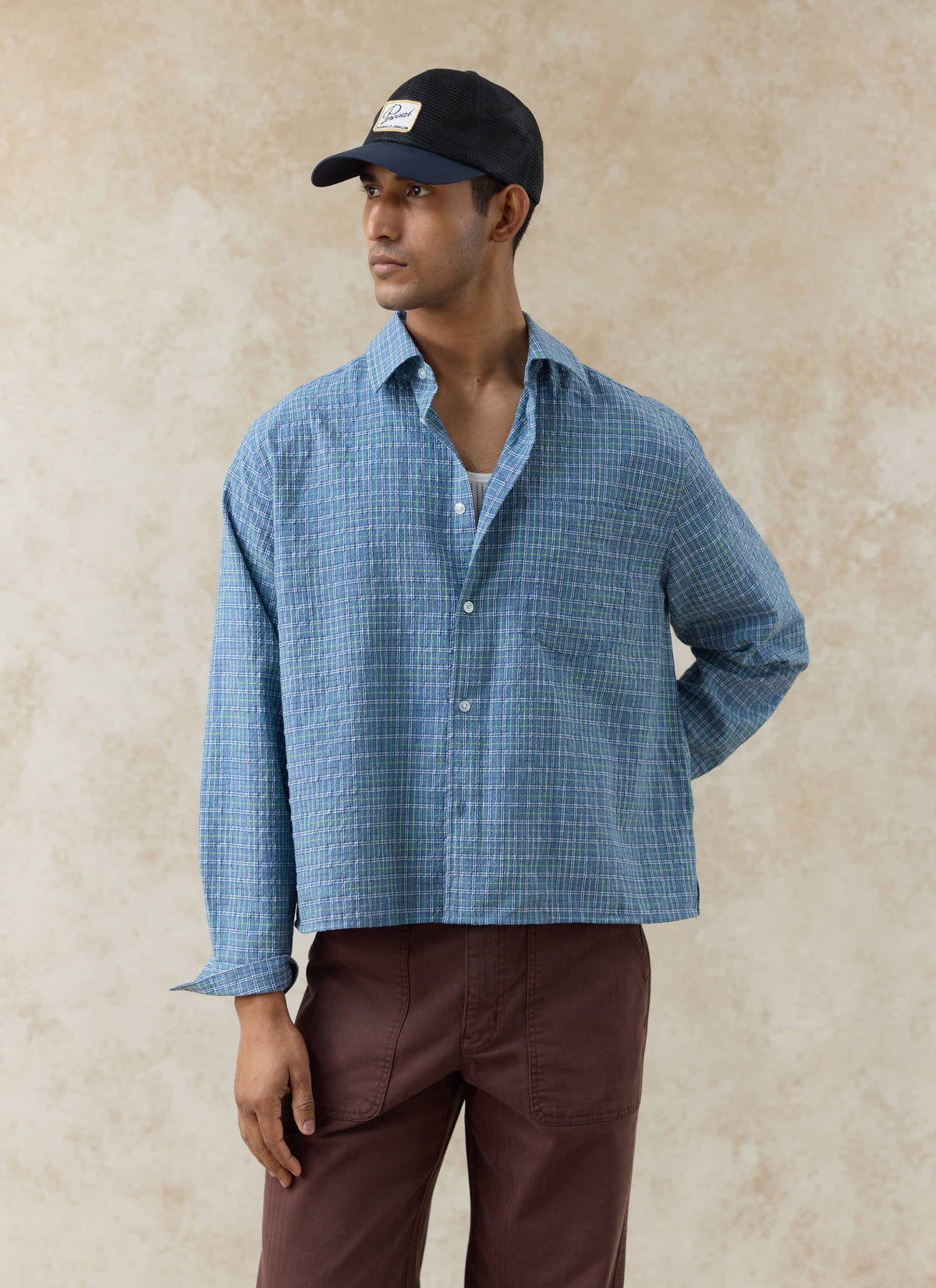 Men's Hinsley Checked Boxy Shirt - 100% Cotton | Percival Essential
