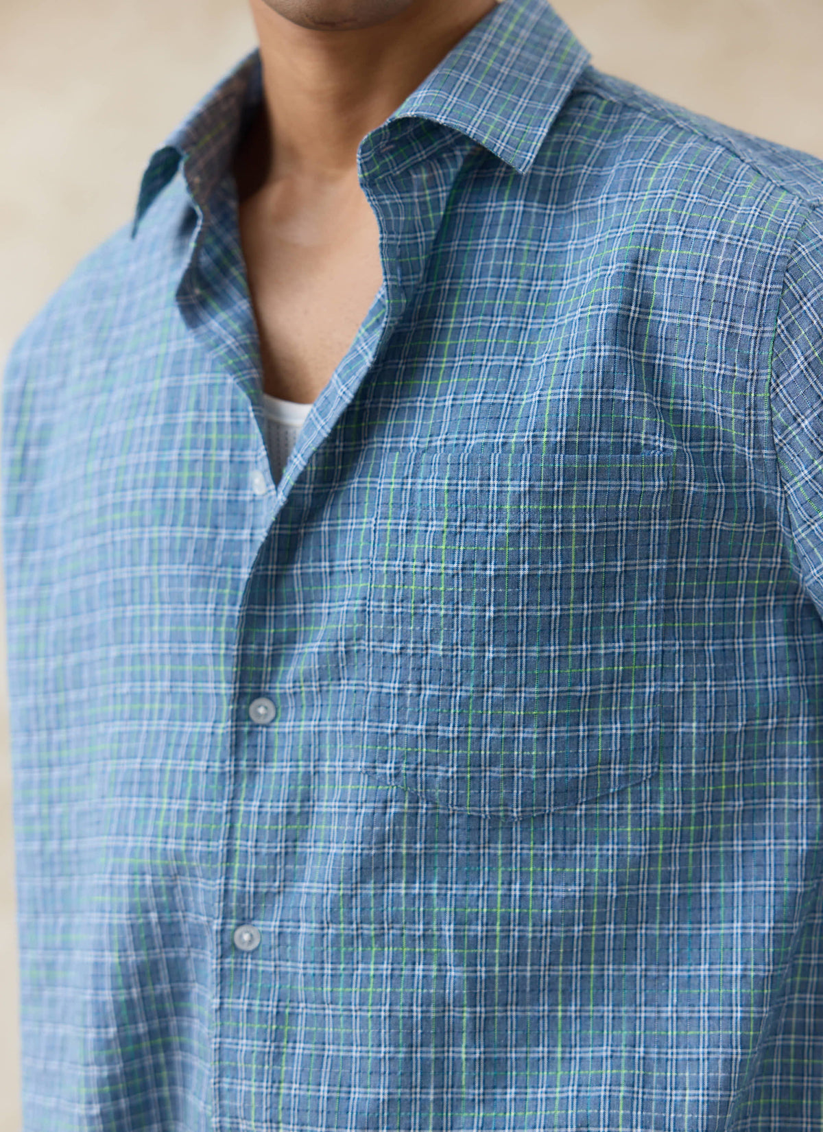 Men's Hinsley Checked Boxy Shirt - 100% Cotton | Percival Essential