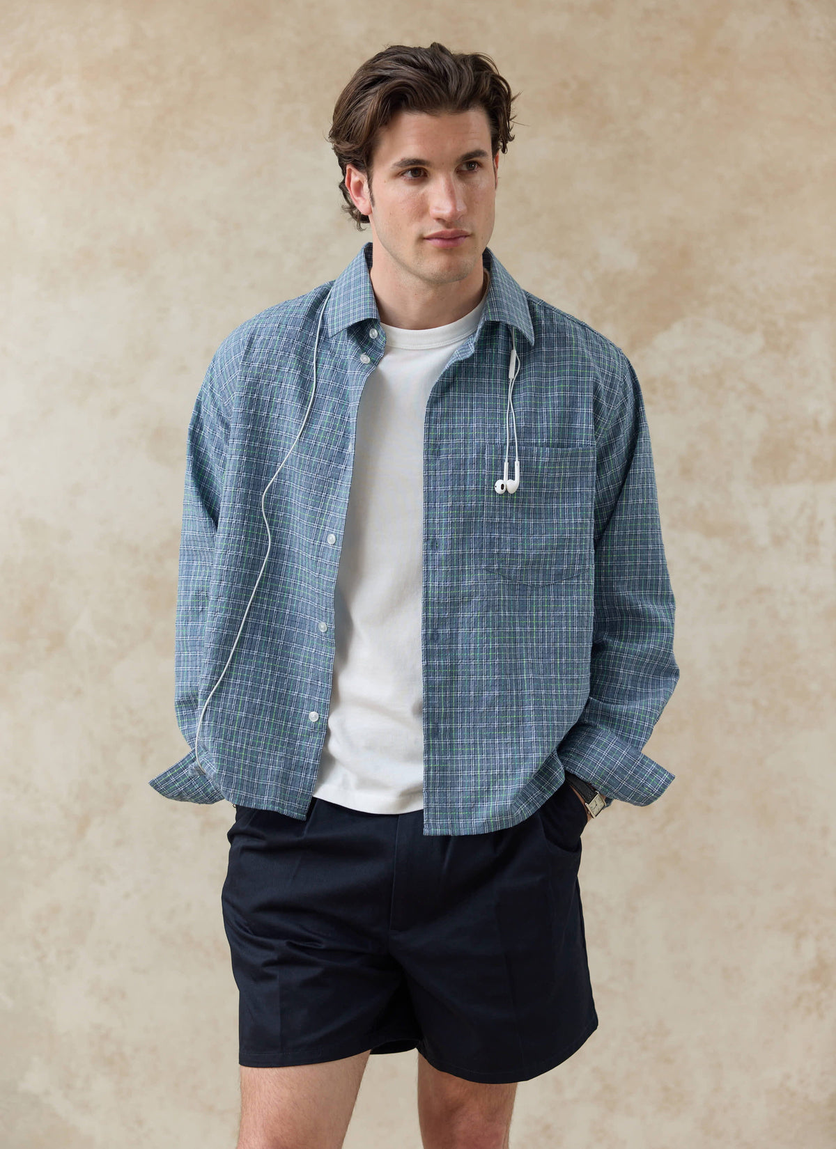 Men's Hinsley Checked Boxy Shirt - 100% Cotton | Percival Essential