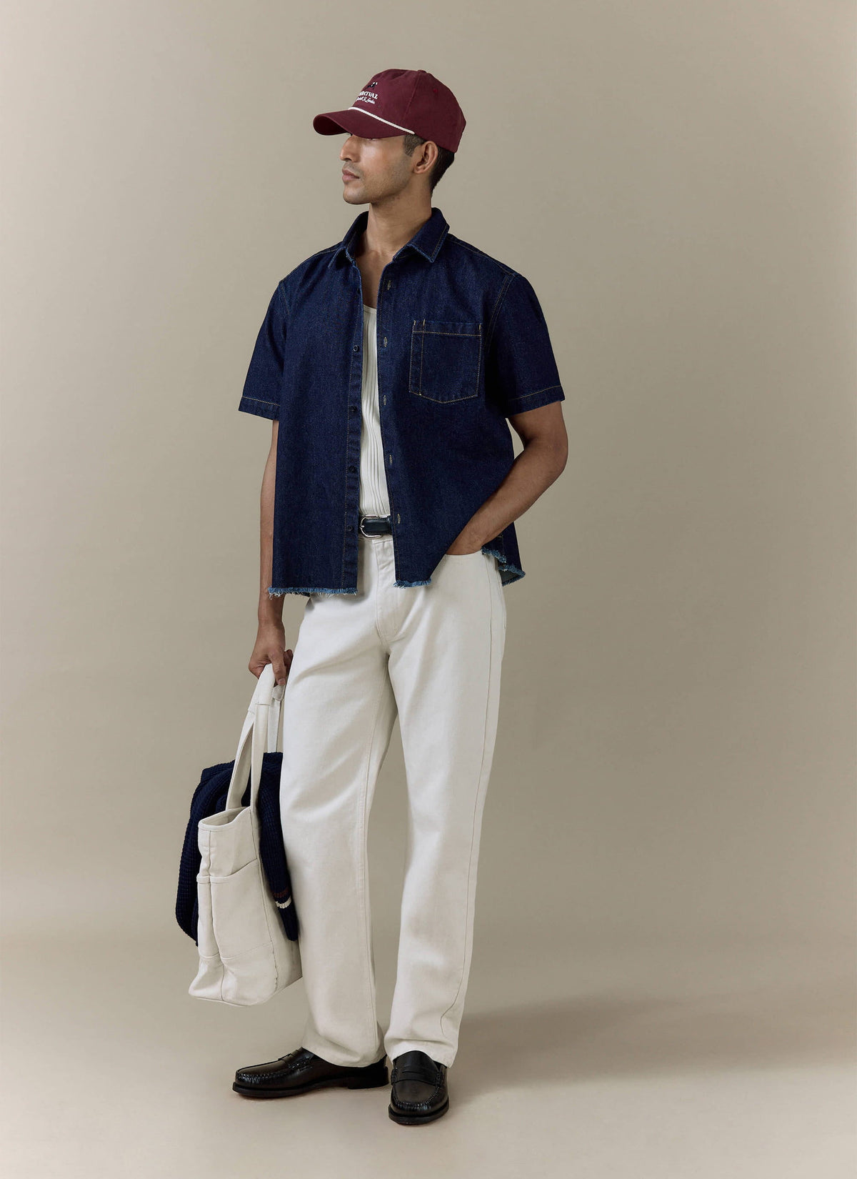 Men's Denim Shirt: Harley - Cotton - Dark Indigo | Percival New