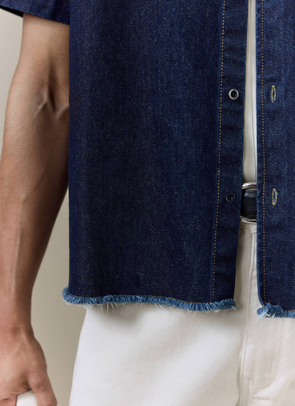 Men's Denim Shirt: Harley - Cotton - Dark Indigo | Percival New